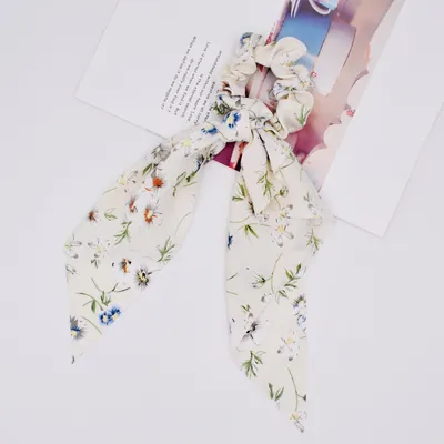 Small floral ponytail long streamer hair band
