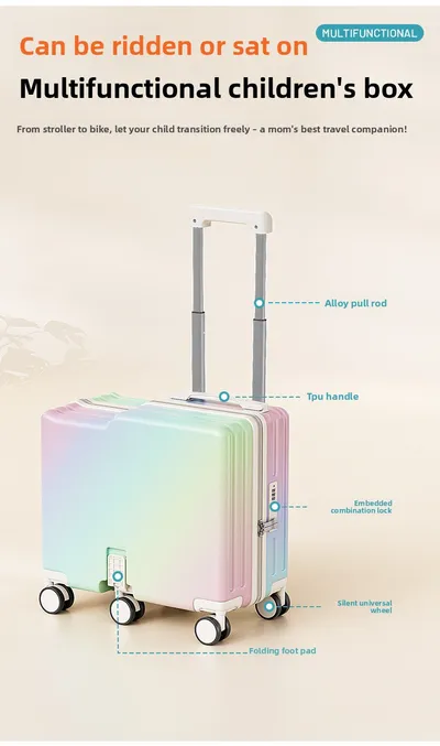 New Children's Boarding Luggage, Suitable For Sitting And Riding, Small Bicycle Suitcases For Boys And Girls, As Well As Walking Children's Luggage With Travel Codes