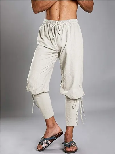 Hip-hop Breathable Cotton And Linen Leisure Sports Tethered Trousers