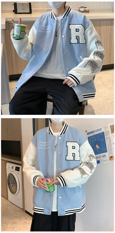 Coat Men's Hong Kong Style Trendy Brand Ins Loose Sports Baseball Uniform Harajuku Style Retro Casual Jacket Top