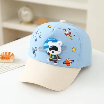 New Space Bear Kids' Baseball Cap - Colorful Baby Plaid Hat With Cartoonish Cute Style - Suitable For Daily Use