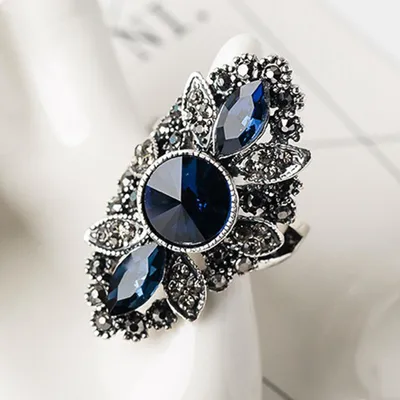 Fashion Women's Jewelry Plated With Blue Zircon Ring