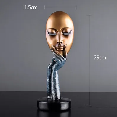 Nordic Abstract Art Thinker Thinking Lady Mask Figurine Resin Statue Office TV Cabinet Home Decoration Crafts