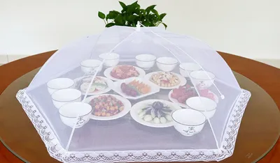 White Large Rectangular Dish Cover With Removable And Washable Mesh