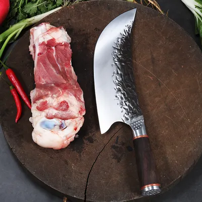Double Steel Head And Wooden Handle Bone Cutting Knife Kitchen Supplies