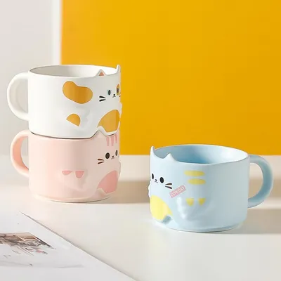 Cat Ceramic Cup Cartoon Stacked Mug