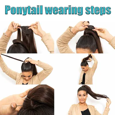 Long Straight Wrap Around Clip In Ponytail Hair Extension Heat Resistant Synthetic Tail Fake Hair