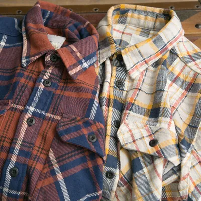 Men's Long Sleeve Retro Thick Brushed Plaid Shirt