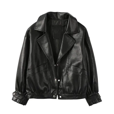 Lapel Lantern Sleeve Loose Biker Suit