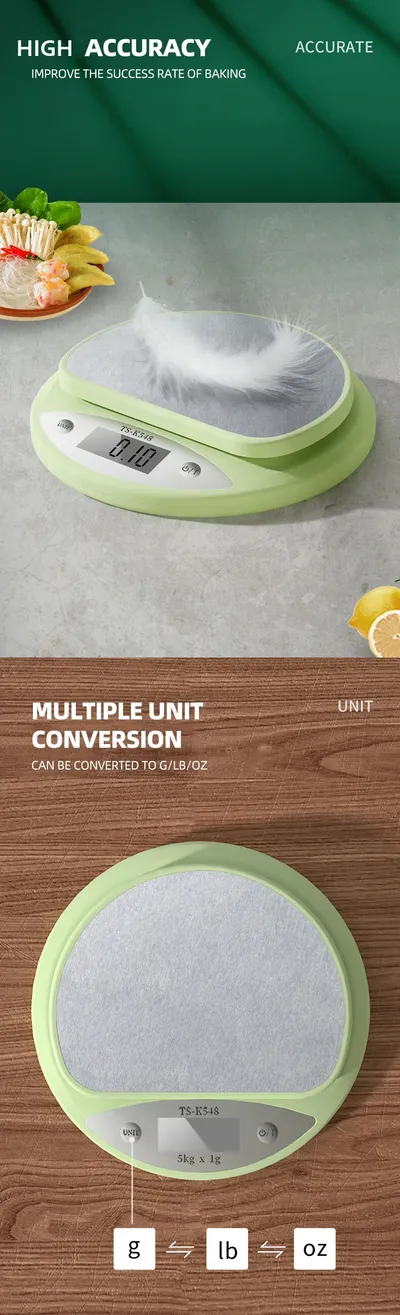 Kitchen Scale 5kg Weight Grams Digital Balance Precision Accurate Green Electronic LCD Food Baking Portable Scale
