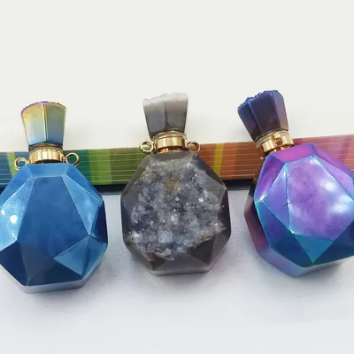New Natural Agate Crystal Cluster Bottled Pendant