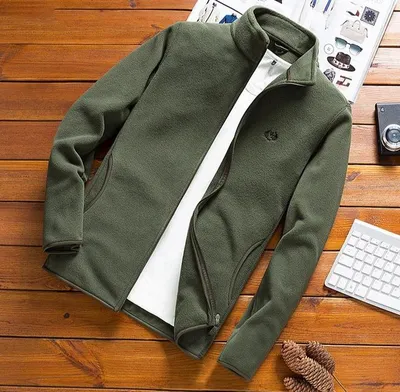 Men's Stand-Collar Cardigan Jacket Fleece Clothes