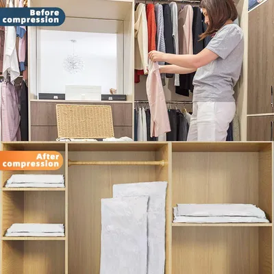 Eco-Friendly Clothes And Bedding Space-Saving Compression Bags, 4 Medium Bags, 4 Large Bags, 2 Extra Large Bags With Pump