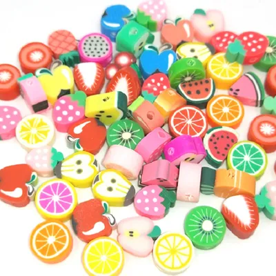 Mixed Color Perforated Fruit Soft Pottery Sliced Bracelet Beaded Material Crafts