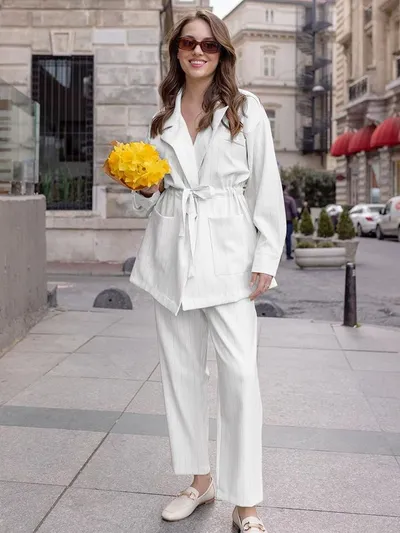Women's Fashion Casual Striped Suit Pants Suit