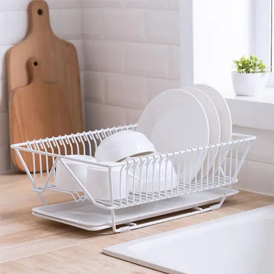 Wrought Iron Tableware Drain Rack Dish Rack Multifunctional Storage With Tray Rack