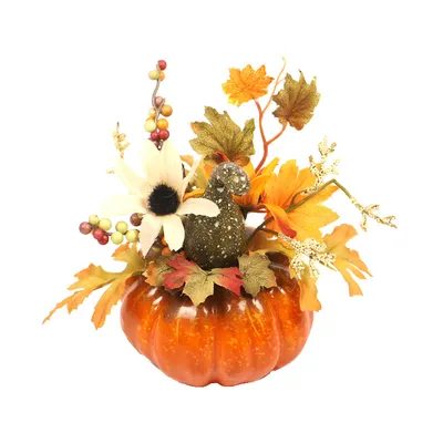Pumpkin decoration and maple leaf props