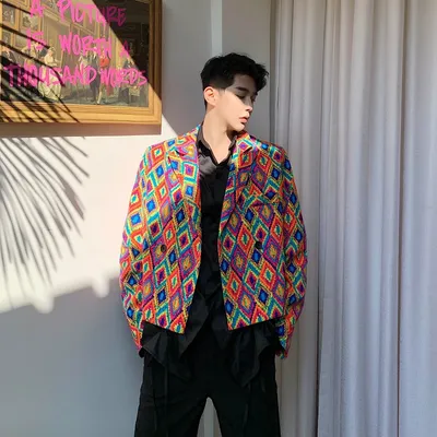 Men's And Women's Fashion Limited Retro Trend Suit Oil Painting Color Ins Coat