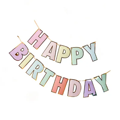 Happy birthday banner candy bar wreath decoration bronzing