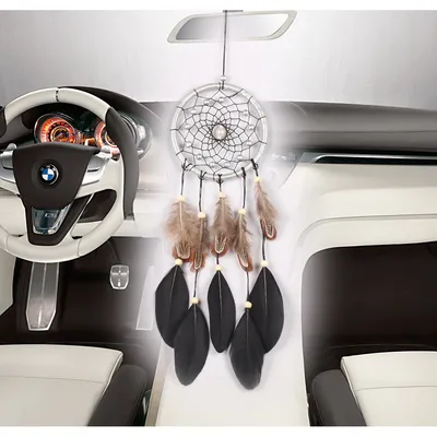 New Silver Leather Black Big Floating Dreamcatcher Home Crafts Ornaments Car Feather Wind Chimes