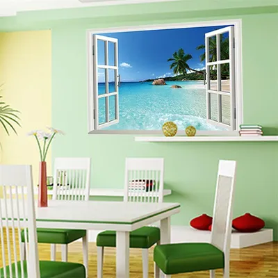 Sea view home window wall sticker