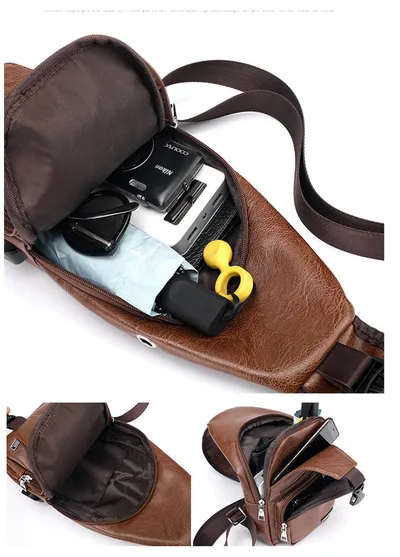 USB Portable Charging Chest Bag Messenger Bag