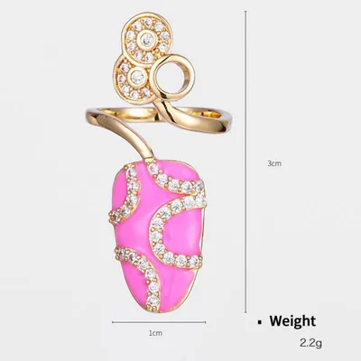 Copper Real Gold Plated Zirconium Drip Oil Nail Ring