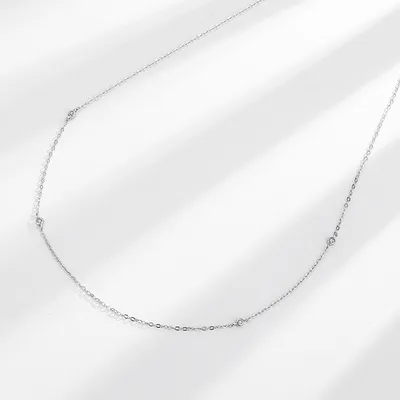 Sterling Silver Zircon Clavicle Chain Women