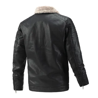 Men's Fur Leather Motorcycle Leather Casual PU