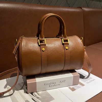 Genuine Leather Melard Vintage Handbag, Cross-Border Women's Bag, Light Luxury Chic Boston Top-Layer Cowhide Shoulder Bag
