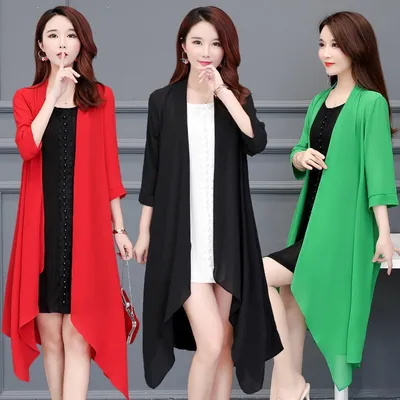 Summer Chiffon Shirt Mid-length Ultra-thin Coat