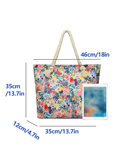 Only Self Pickup---Art Flower Pattern Beach Bags For Women, Beach Bag Tote Waterproof Sandproof, Beach Bags For Women