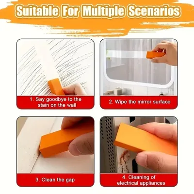 Stainless Steel Decontamination Scratch Eraser,Magical Rust Eraser Stainless Steel Stain Remover, Rubber Rust Cleaning Eraser For Kitchen, Bathroom, Household Orange Colour