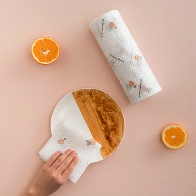 Non-stick Kitchen Printing Lazy Dry And Wet Dual-use Household Rag Disposable Non-woven Fabric