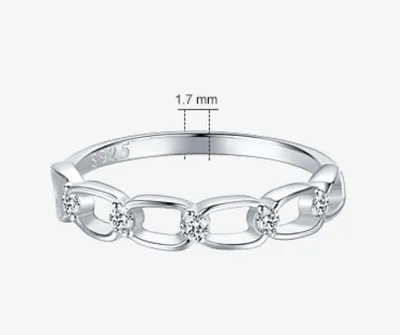Women's Sterling Silver Chain Micro Set Zircon Ring
