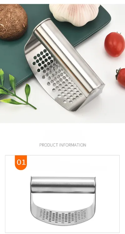 Stainless Steel Garlic Press Manual Mincer Chopping Tools Curve Fruit Vegetable Cooking Kitchen Gadgets
