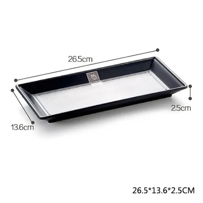 Flat rectangular sushi plate