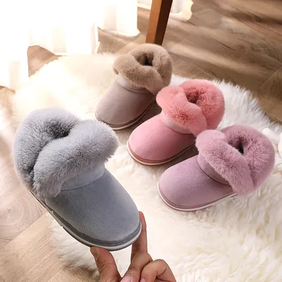 Children's Bag Heel Plus Plush Thick  Warm Cotton Shoes