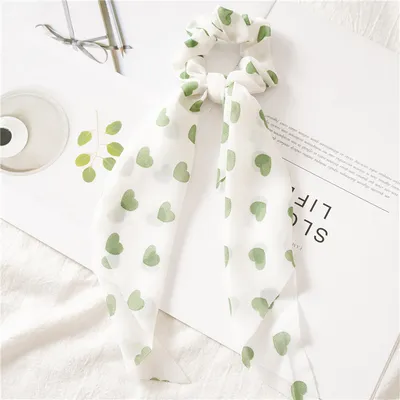 Peach Heart New Long Ribbon Hair Tie