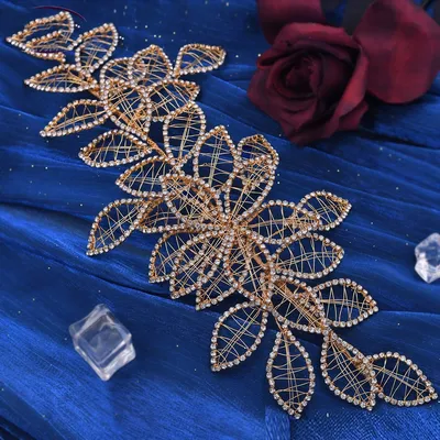 Women's Handmade Hollow Leaf Shape Rhinestone Headband