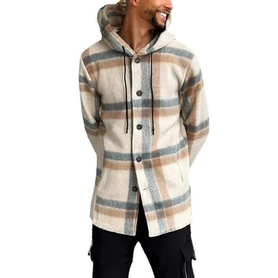 Men's Fashion Hooded Plaid Casual Youth