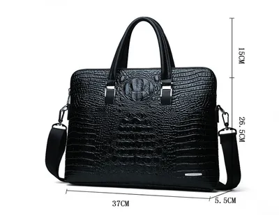 Men Business Handbag Cross Section Pattern Casual Briefcase PU Leather Messenger Bag For Men