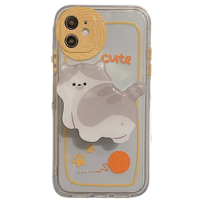 Small Cat Bracket Transparent Silicone Phone Case