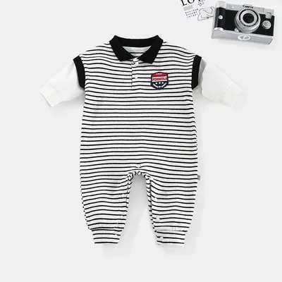 Baby Onesies Striped Male Baby Newborn Clothes Baby Autumn Clothes
