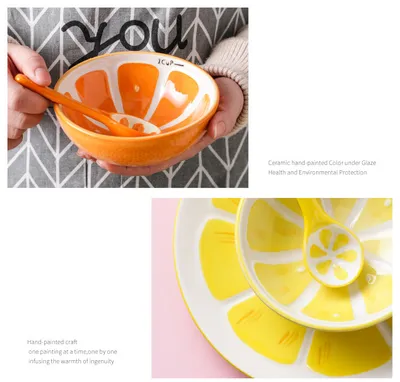 Cute Creative Japanese Fruit Watermelon Ceramic Bowl Suit