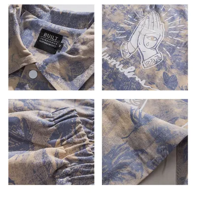 Retro Full Print Lapel Jacket Men's Street Loose Casual