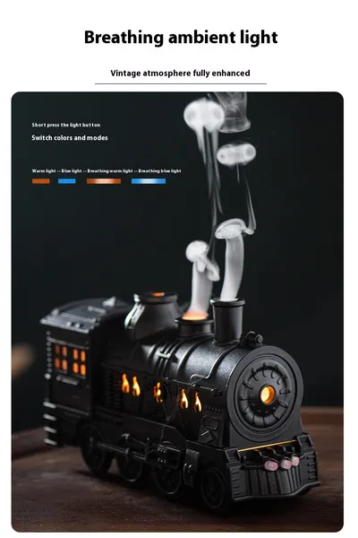 Small Train Aromatherapy Machine Essential Oil Diffuser Desktop Retro Decor Humidifier For Home Use With Large Mist Output