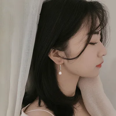 Pearl Earrings Women's Long Temperament