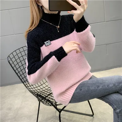 Sleeve Thicker Outer Wear Loose Lazy High-necked Chenille Inner Base Shirt