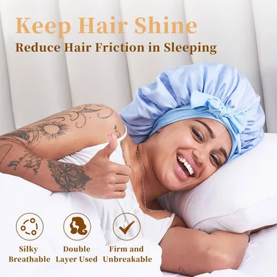 Silk Bonnet, Satin Hair Bonnet For Sleeping For Wavy Curly Natural Hair